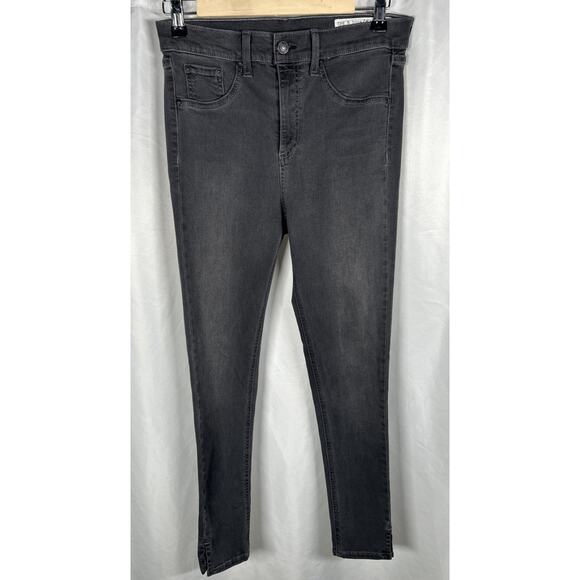 rag & bone 10" Capri Jean Womens 28 Steele Washed Black Distressed Stretch 28x27 - Picture 1 of 5